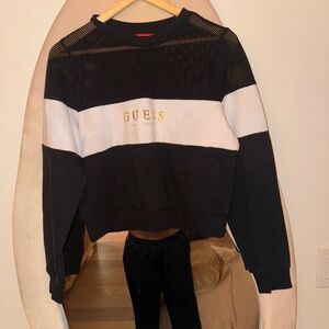 Guess Los Angeles Cropped Sweatshirt – Mesh Detail | Size M